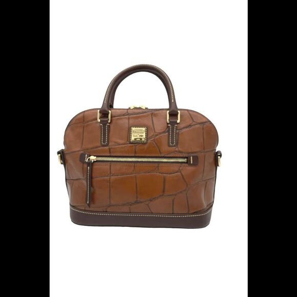 Dooney & Bourke Handbags - Dooney & Bourke Croco Domed Zip Satchel Cognac